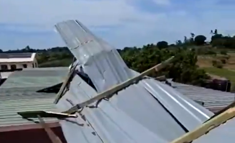 A screengrab image of a roof destroyed by a storm in Kenyan Coast.